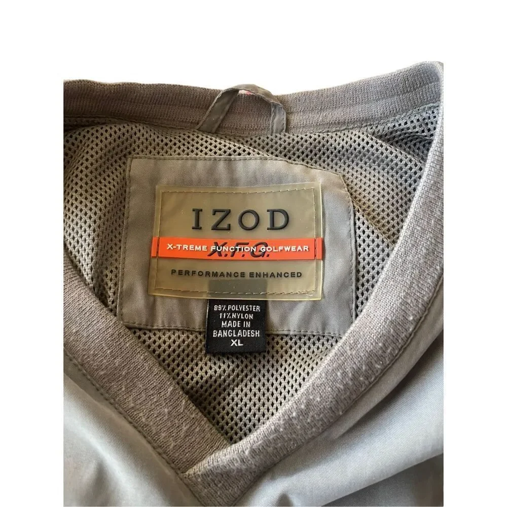 Izod Mens Windbreaker Jacket Pullover Golf Nylon Mesh Lined Tan 2XL